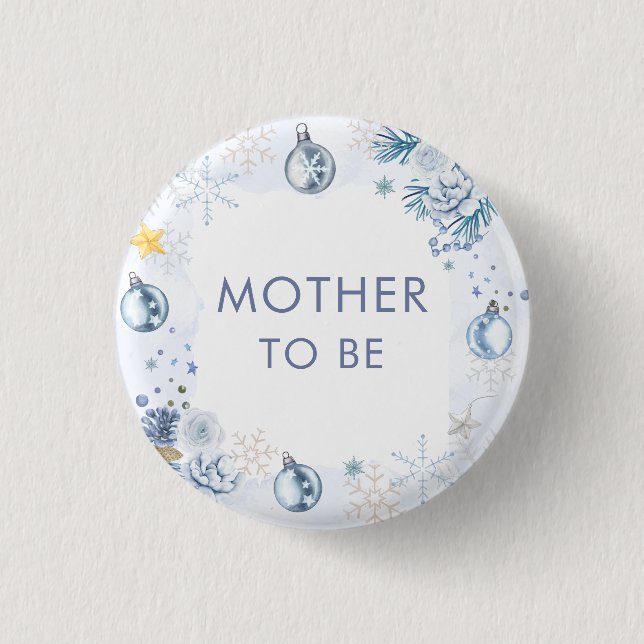 Schneeblatt-Blumen-Winter-Mutter-Kind-Party Button (Vorderseite)