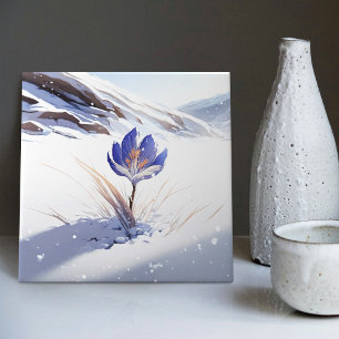 Schneeblaue Berg-Krokus-Wiedergeburts-Blumen-Keram Fliese