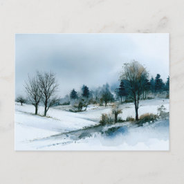 Schneeblaue Wasserfarben-Landpostkarte Postkarte