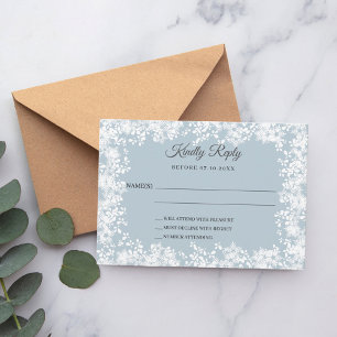 Schneeblumen staubblaues Winterhochzeits-RSVP RSVP Karte