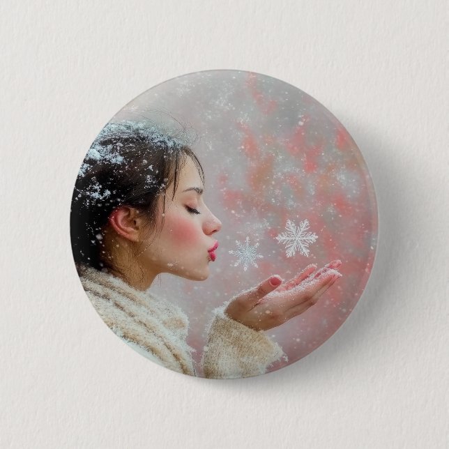 Schneeblumen wehen button (Vorderseite)