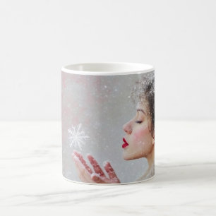 Schneeblumen wehen kaffeetasse