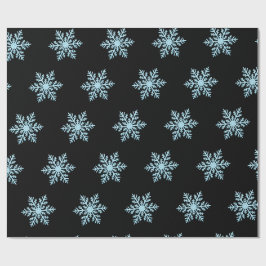 Schneeblumen-Wrap-Papier auf schwarzem Hintergrund Geschenkpapier