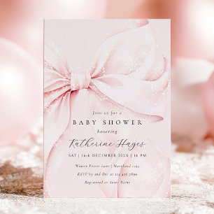 Schneebogen Winter-Baby-Party Rosa Einladung