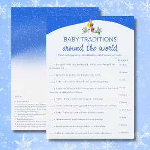 Schneebrett-Baby-Shower-Traditionen auf der ganzen Hinweiskarte