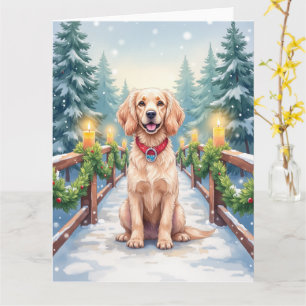 Schneebrücke Boykin Spaniel Weihnachtskunst Karte