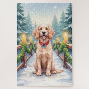 Schneebrücke Boykin Spaniel Weihnachtskunst Puzzle