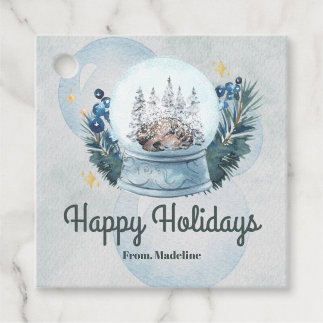 Schneedecke Aquarell Weihnachtsgeschenk Tags Geschenkanhänger (Vorderseite)