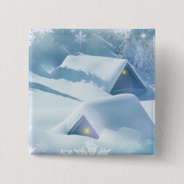 Schneedecke in einem Wald Button (Vorderseite)