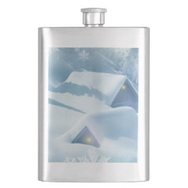 Schneedecke in einem Wald Flachmann