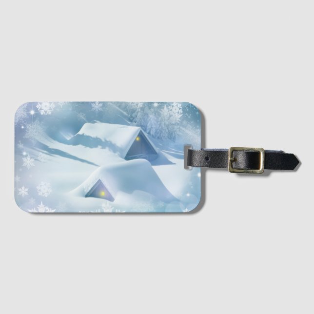 Schneedecke in einem Wald Gepäckanhänger (Vorderseite (Horizontal))