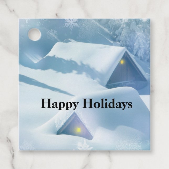 Schneedecke in einem Wald Geschenkanhänger (Vorderseite)