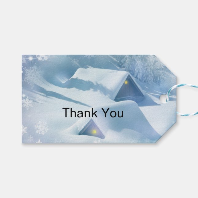 Schneedecke in einem Wald Geschenkanhänger (Vorderseite (Horizontal))