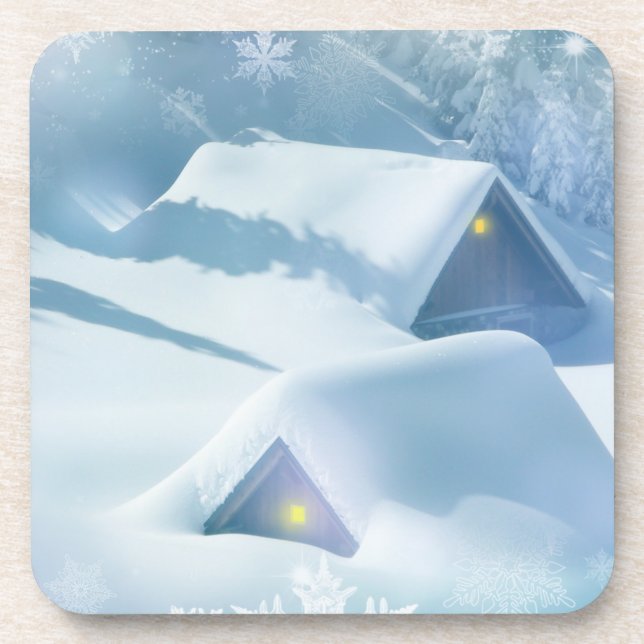 Schneedecke in einem Wald Getränkeuntersetzer (Vorderseite)