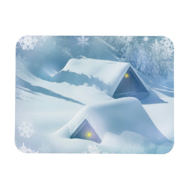 Schneedecke in einem Wald Magnet