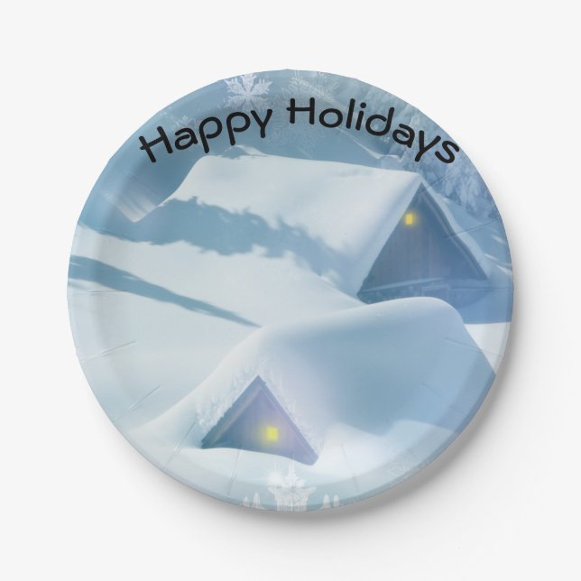 Schneedecke in einem Wald Pappteller (Vorderseite)