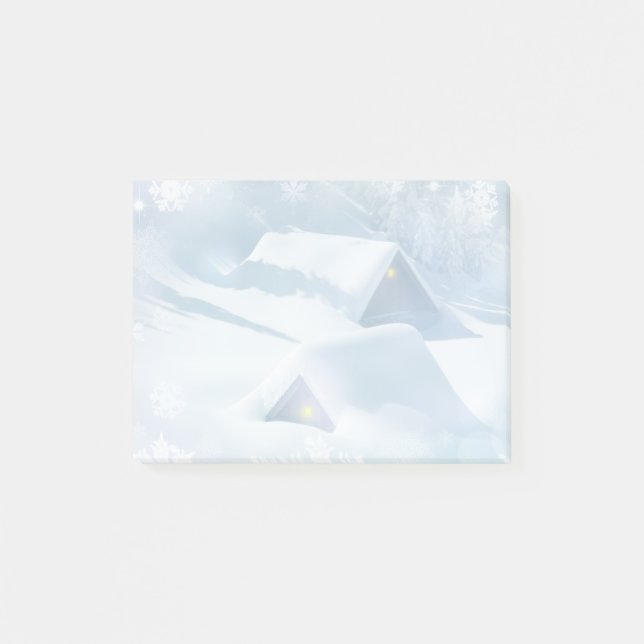 Schneedecke in einem Wald Post-it Klebezettel (Vorderseite)