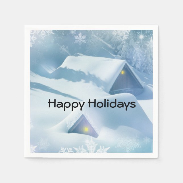 Schneedecke in einem Wald Serviette (Vorderseite)