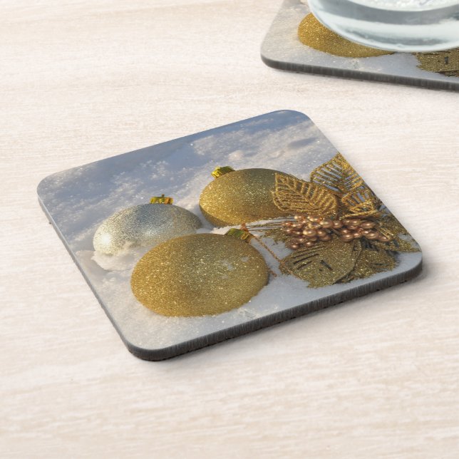 Schneedekorationen im Glitzer Getränkeuntersetzer (Linke Seite)