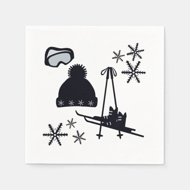 Schneedesigns verschiedener Gegenstände Serviette (Vorderseite)