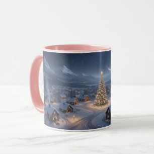 Schneedorf-Weihnachtsdorf-Rosa-Griff-Kombitasse Tasse