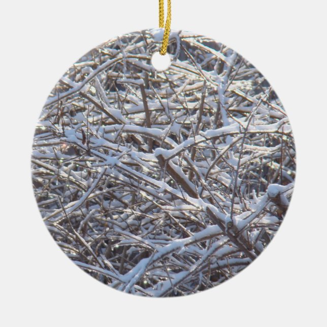 Schneeeiszweige im Winter Keramik Ornament (Vorne)