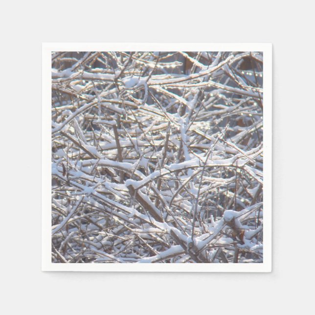 Schneeeiszweige im Winter Serviette (Vorderseite)