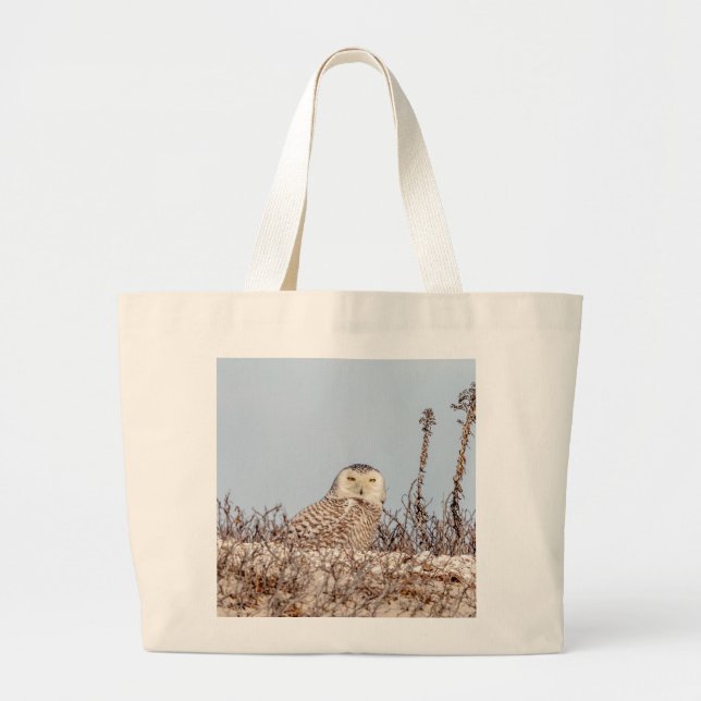 Schneeeule am Strand Jumbo Stoffbeutel (Vorne)