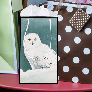 Schneeeule Arktischer Winterhimmel Schnee Türkis Kleine Geschenktüte
