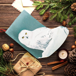 Schneeeule Arktischer Winterhimmel Schnee Türkis Kleiner Weihnachtsstrumpf