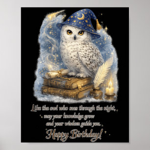 Schneeeule Frohen Geburtstag Mit Weisheit Und Wiss Poster