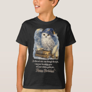 Schneeeule Frohen Geburtstag Mit Weisheit Und Wiss T-Shirt