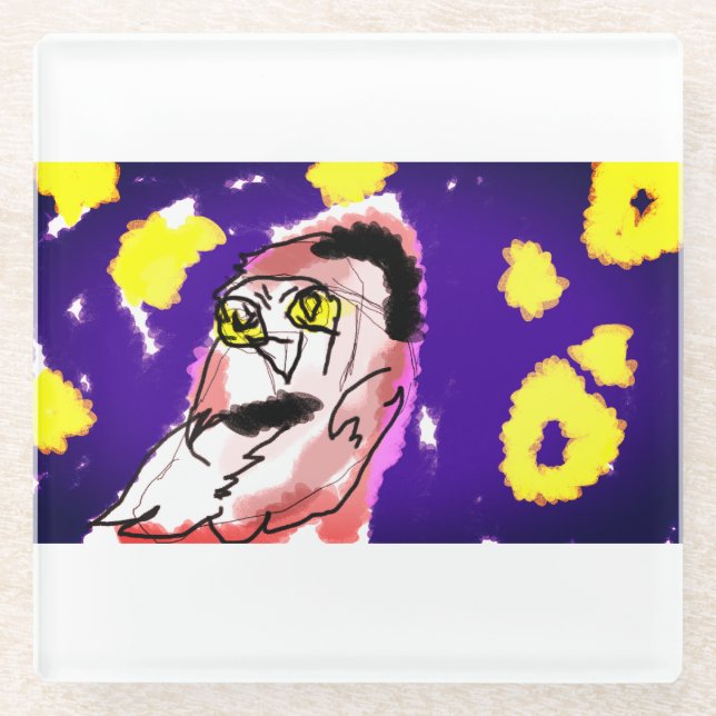 Schneeeule Glasuntersetzer (Vorderseite)