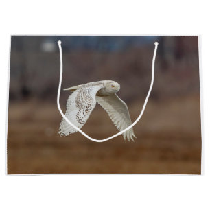 Schneeeule im Flug Große Geschenktüte