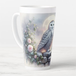 Schneeeule im mondbeschienenen Wintergarten Milchtasse