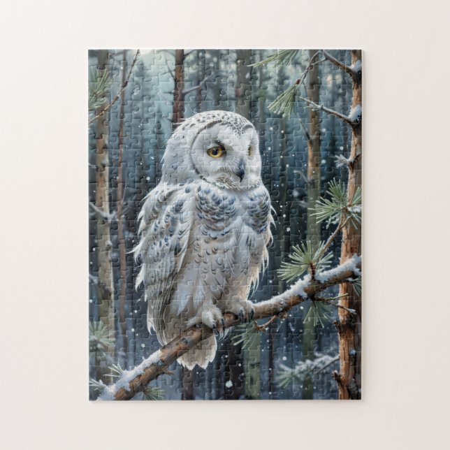 Schneeeule im Winter Puzzle (Vertikal)