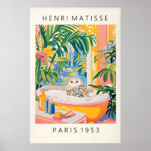 Schneeeule in Badewanne Kunstposter Lustiges Badez Poster