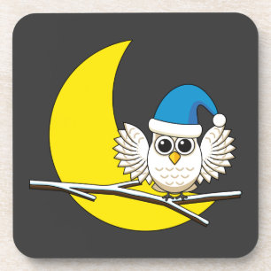 Schneeeule in der Winternacht des Neumonds Getränkeuntersetzer