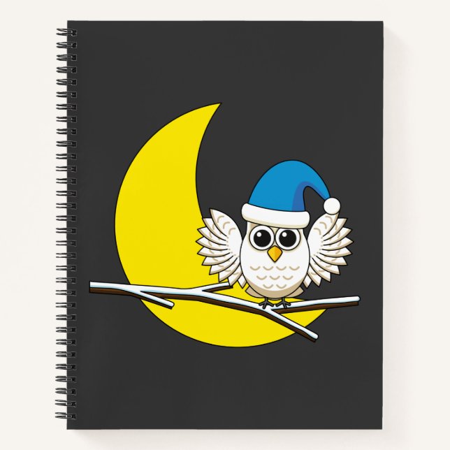 Schneeeule in der Winternacht des Neumonds Notizbuch (Vorderseite)