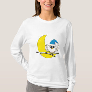 Schneeeule in der Winternacht des Neumonds T-Shirt