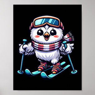 Schneeeule Ski fahren Süße Eulen Skifahrer Poster