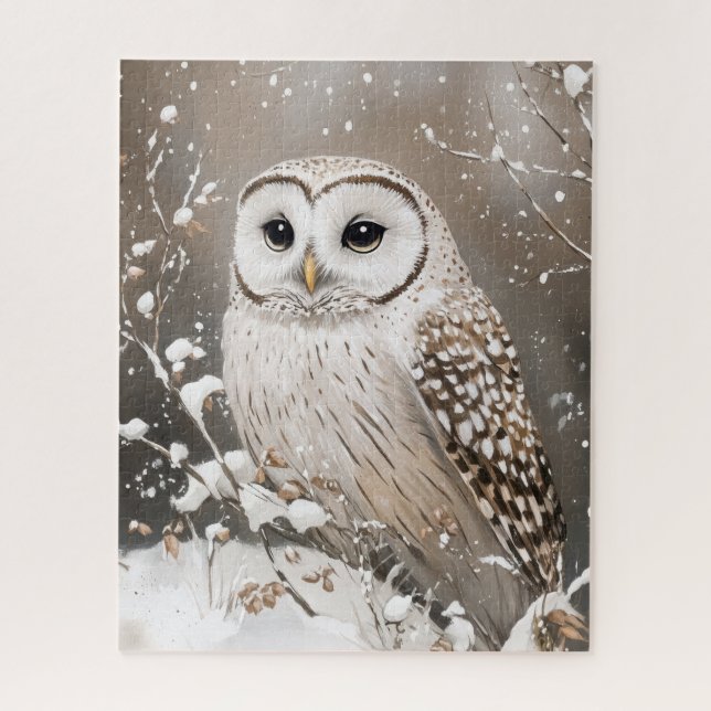 Schneeeule Winter Schnee Puzzle (Vertikal)