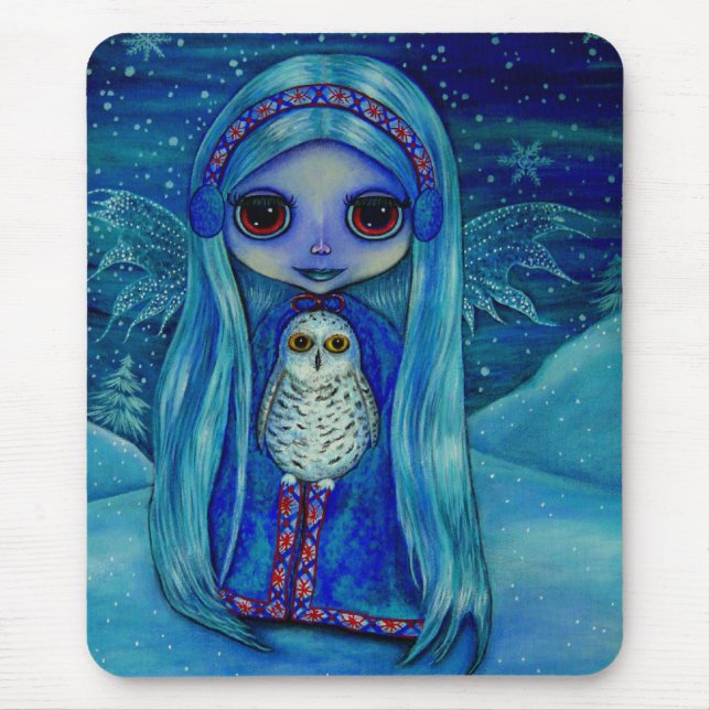 Schneeeulen-Fee-Mauspad Mousepad (Vorne)