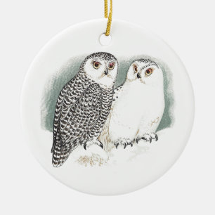 Schneeeulen Keramik Ornament