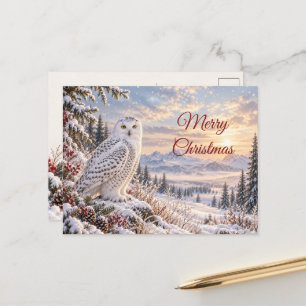 Schneeeulen-Weihnachten-Arktis-Winterlandschaft Feiertagspostkarte