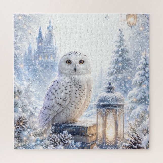 Schneeeulen-Wintermagie Puzzle (Vertikal)
