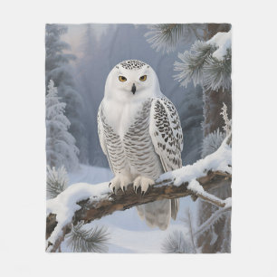 Schneeeulen-Winterporträt Fleecedecke