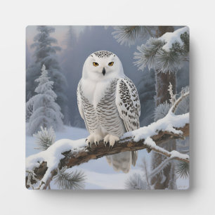 Schneeeulen-Winterporträt Fotoplatte
