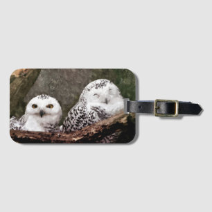 Schneeeulenpaar Wald Wildlife-Kunst Gepäckanhänger