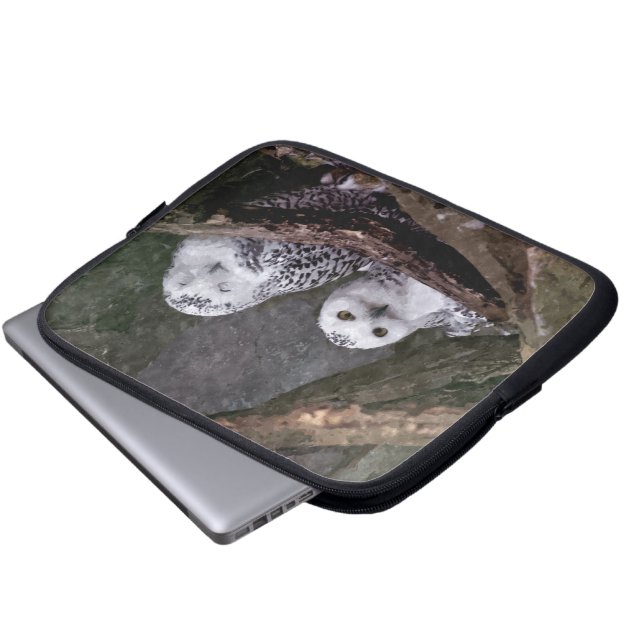 Schneeeulenpaar Wald Wildlife-Kunst Laptopschutzhülle (Vorne Knopf)
